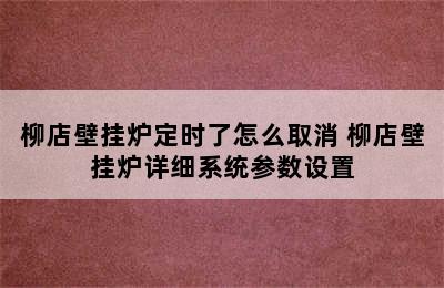 柳店壁挂炉定时了怎么取消 柳店壁挂炉详细系统参数设置